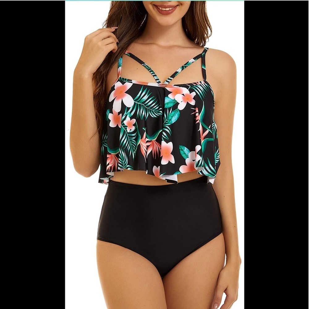 Peddney Flounce Tankini/ High Waist Bikini Size S